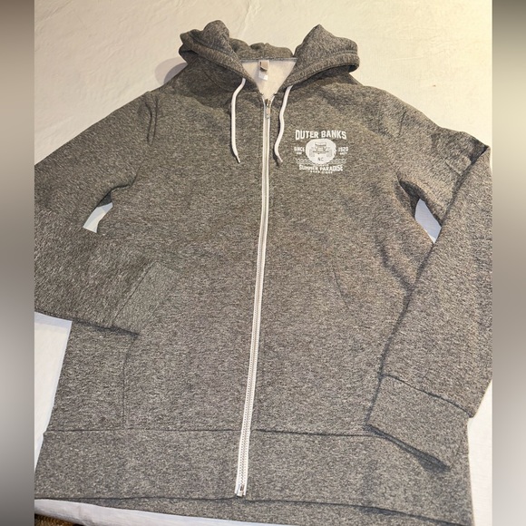NWOT Fleece Zip up Jacket. Says Outer Banks NC Gray - Picture 1 of 7